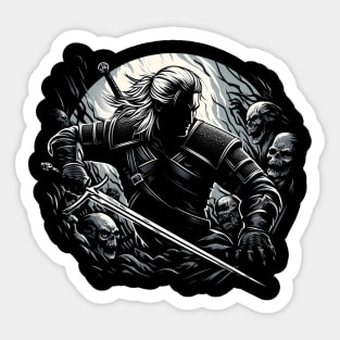 Monster Slayer Battles the Undead - Dark Fantasy Sticker